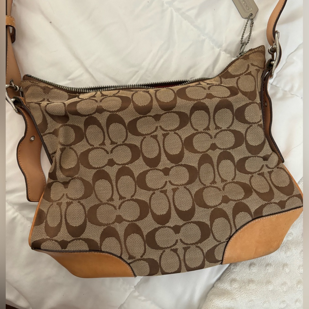 COACH MONOGRAM CANVAS AND LEATHER TRIM BAG VINTAGE